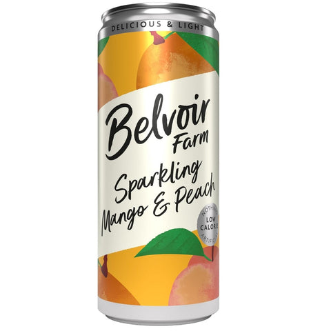 Belvoir Delicious and Light Sparkling Mango & Peach Drink Cans 330ml