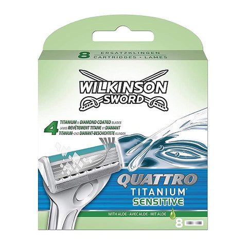 Wilkinson Sword Quattro Titanium Sensitive Razor Blades  (8 Blades)