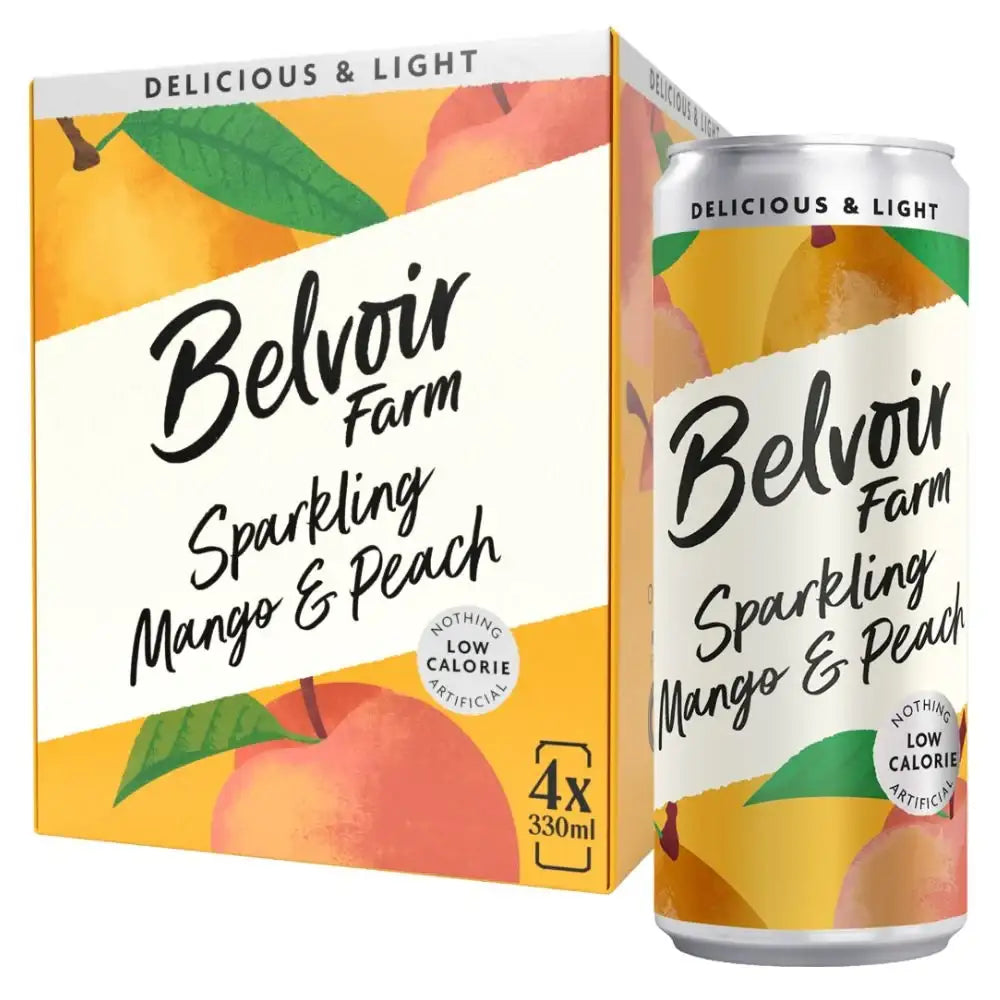 Belvoir Delicious and Light Sparkling Mango & Peach Drink Cans 330ml