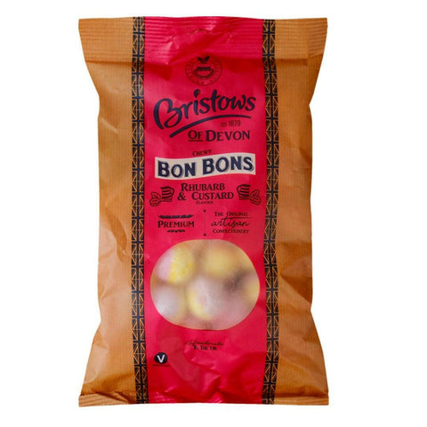 Bristows Chewy Rhubarb & Custard Bon Bons 150G - British Food Supplies