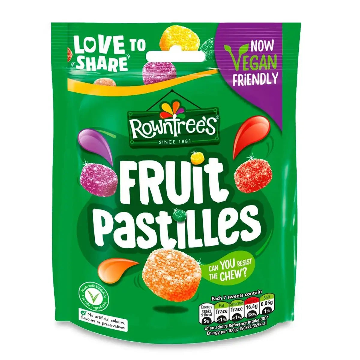 Rowntree's Vegan Friendly Fruit Pastilles Sharing Pouch 143g