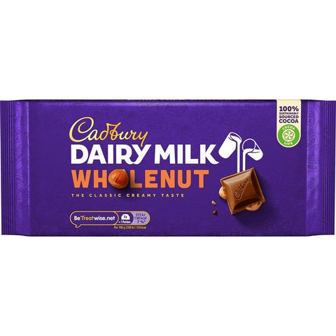 Cadbury Dairy Milk Whole Nut Chocolate Bar 180g
