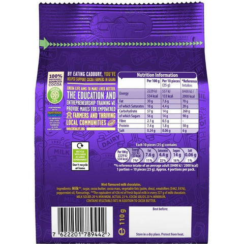 C'bury Dairy Milk Giant Mint Chocolate Buttons Bag 110g