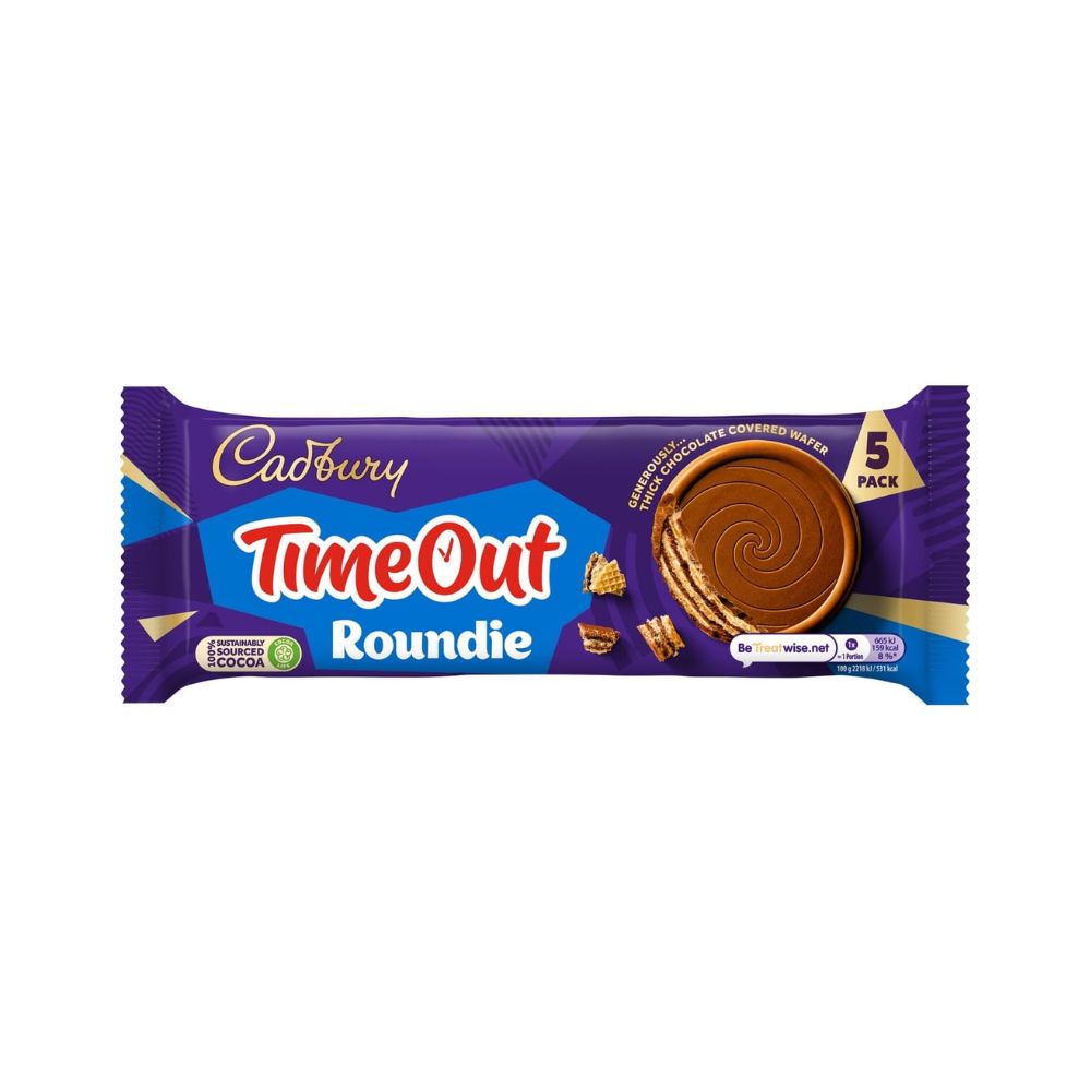 Cadbury Timeout Roundie Biscuits 150g – crisp biscuits covered with smooth Cadbury milk chocolate.