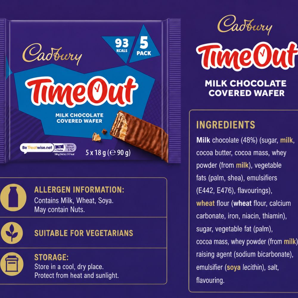 C'bury Timeout Milk Chocolate Bar 5pk