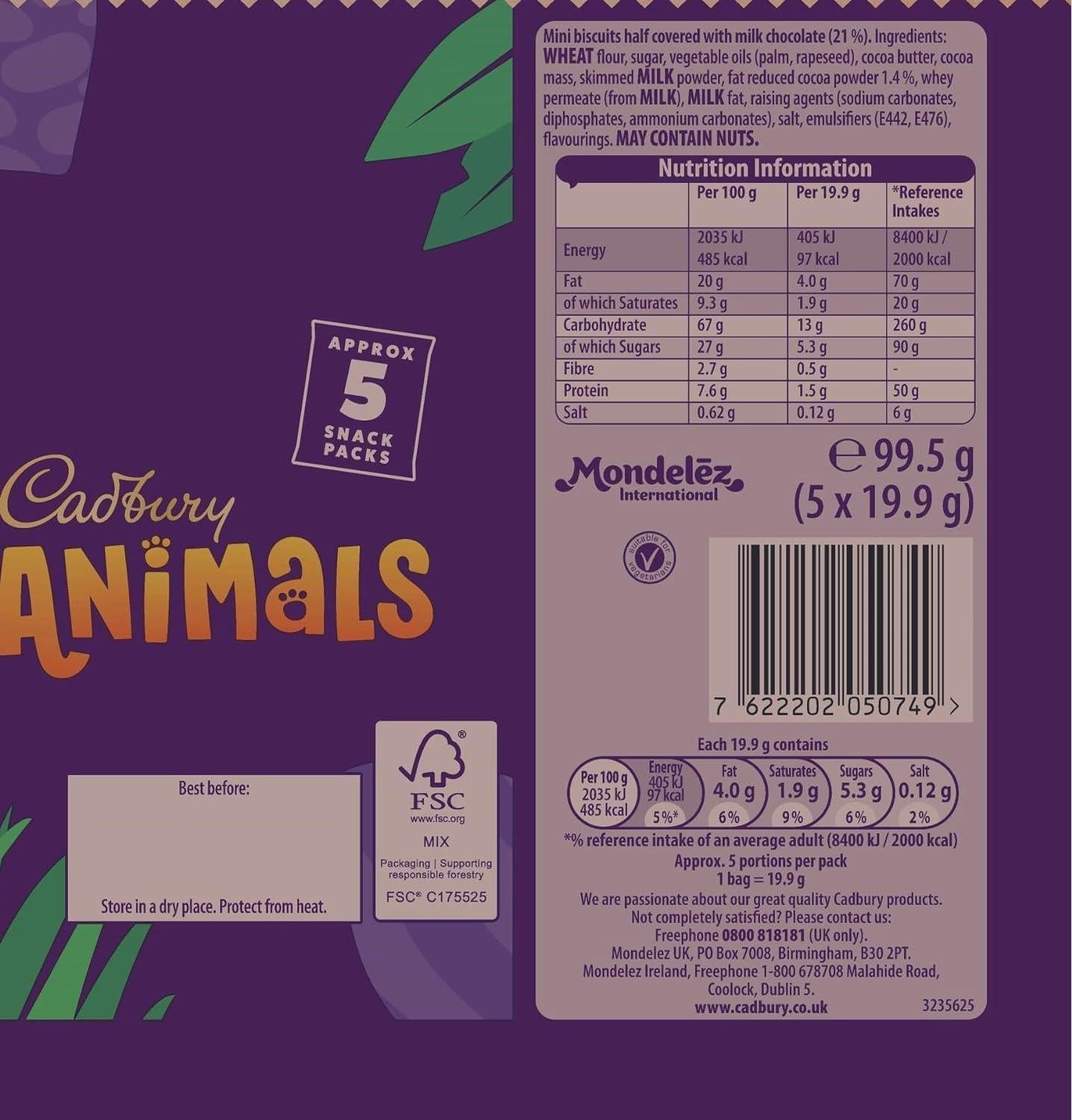 C'bury Animals Mini Biscuits 99.5g