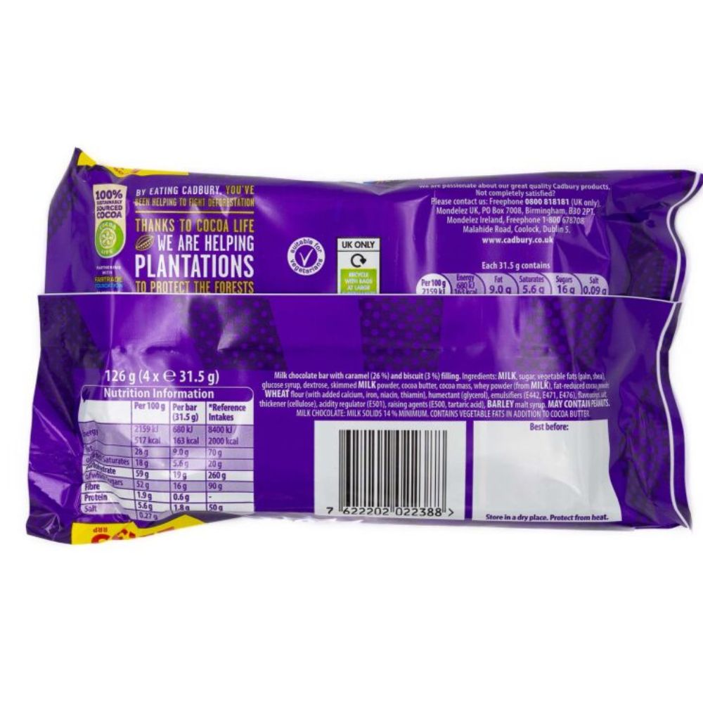 C'bury Boost Chocolate Bar 4pk 126g