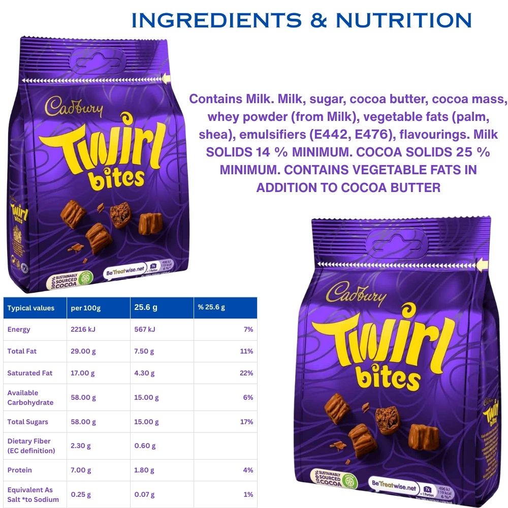 C'bury Twirl Chocolate Bites 100g