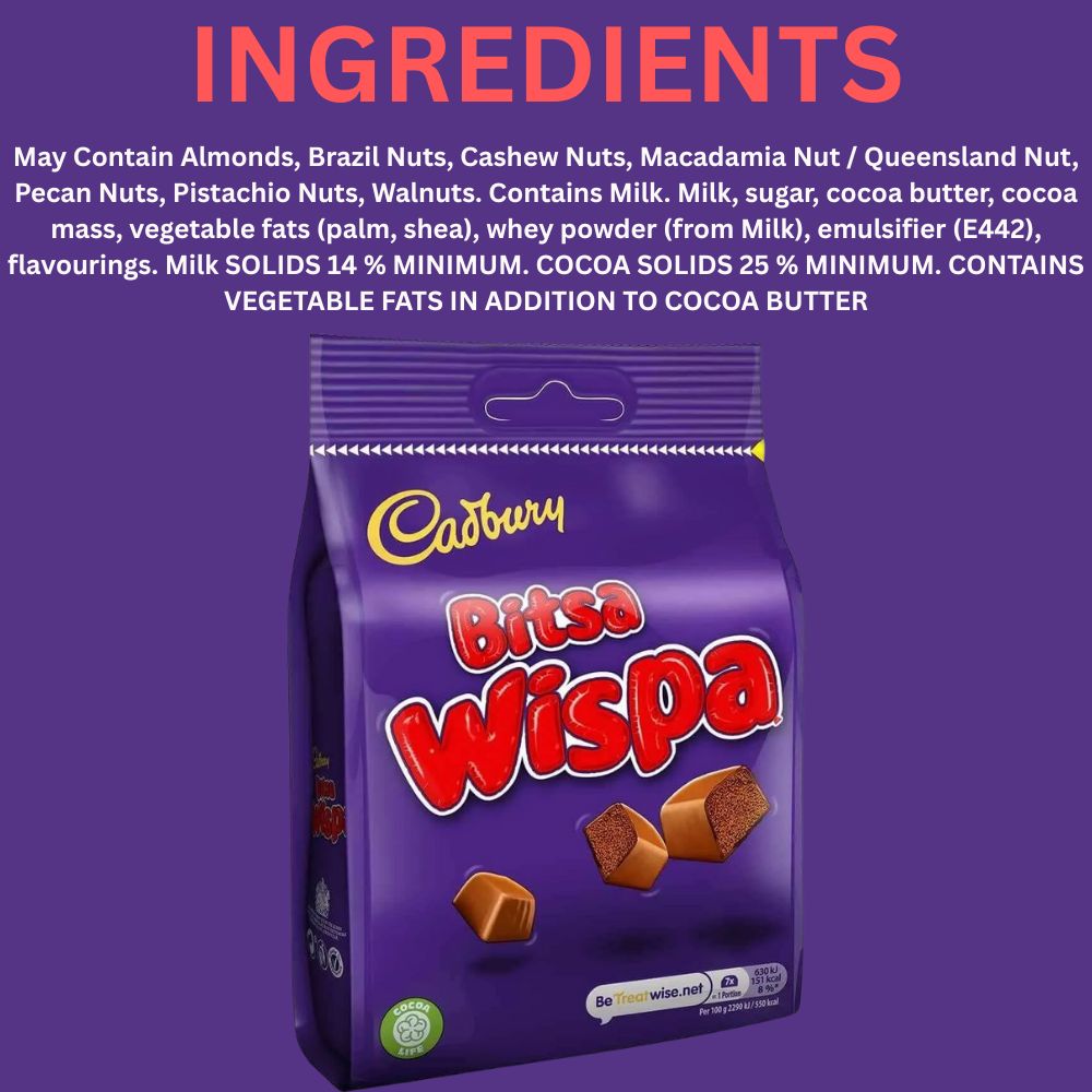 C'bury Bitsa Wispa Chocolate Sharing Bag 100g (Pack of 1)