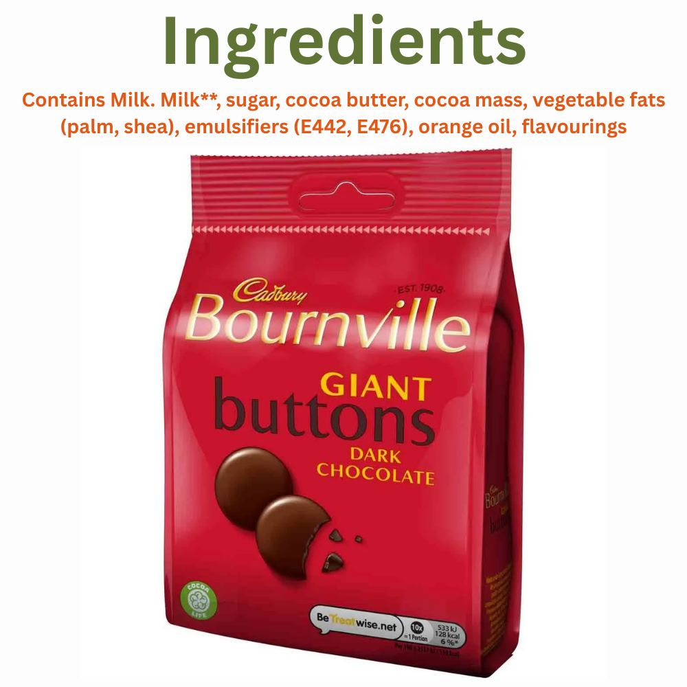 C'bury Bournville Giant Buttons Dark Chocolate 100g