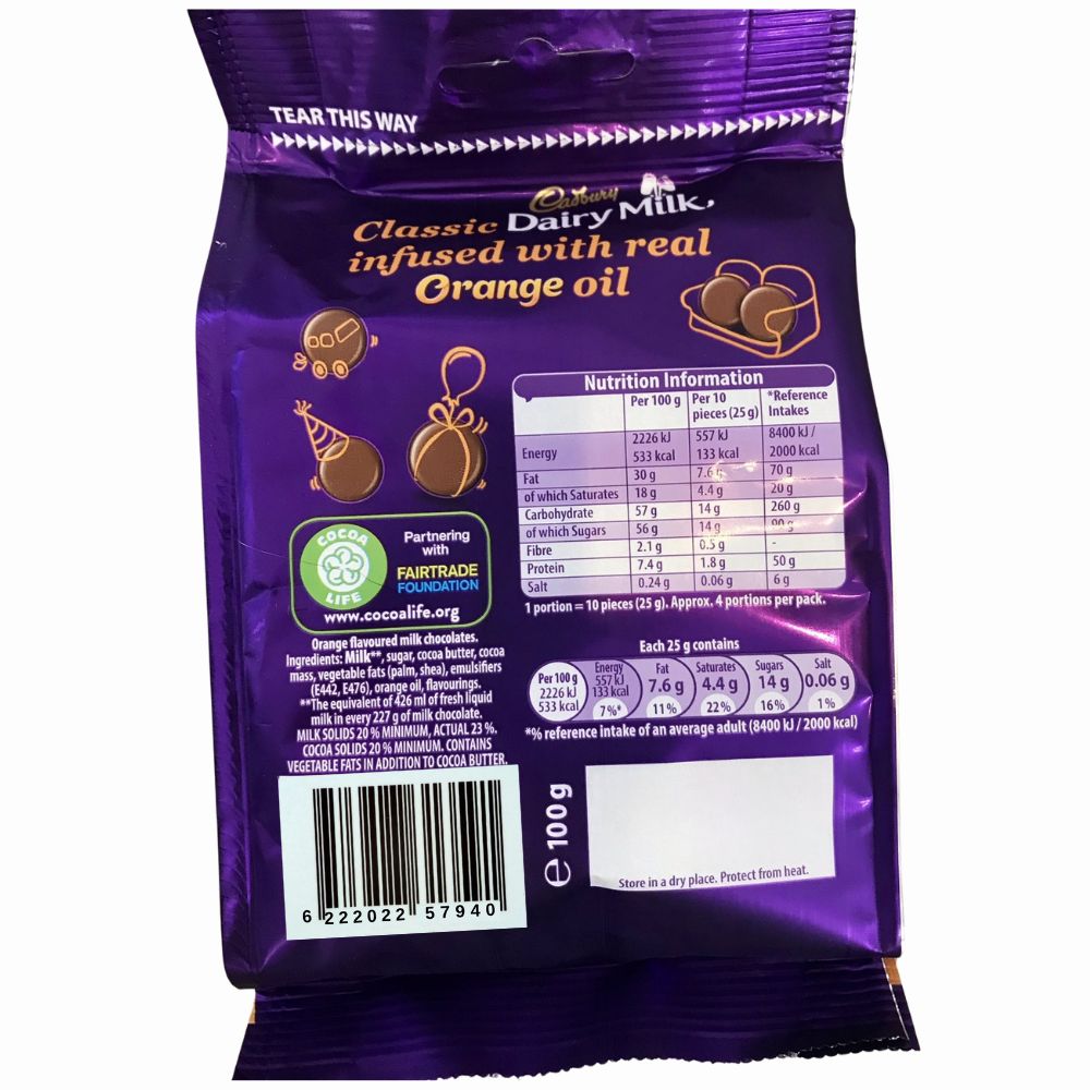 C'bury Giant Orange Buttons Chocolate Bag 100g