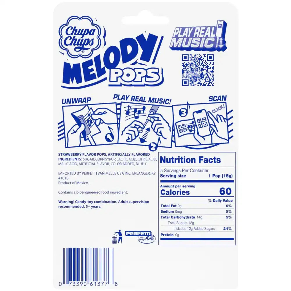Chupa Chups Melody Pops Strawberry - Fun Whistle Candy – British