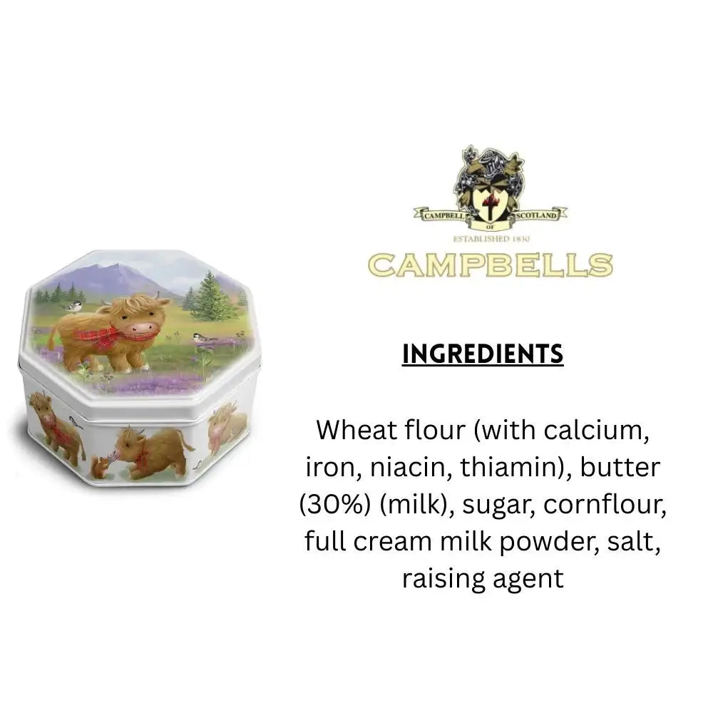 Campbells Shortbread Cute Highland Cow Tin (Petticoat Tails) 115g