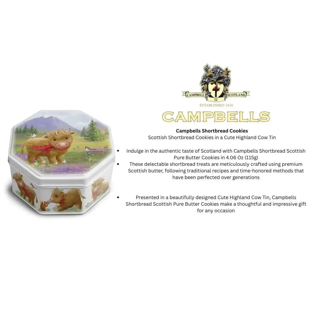 Campbells Shortbread Cute Highland Cow Tin (Petticoat Tails) 115g