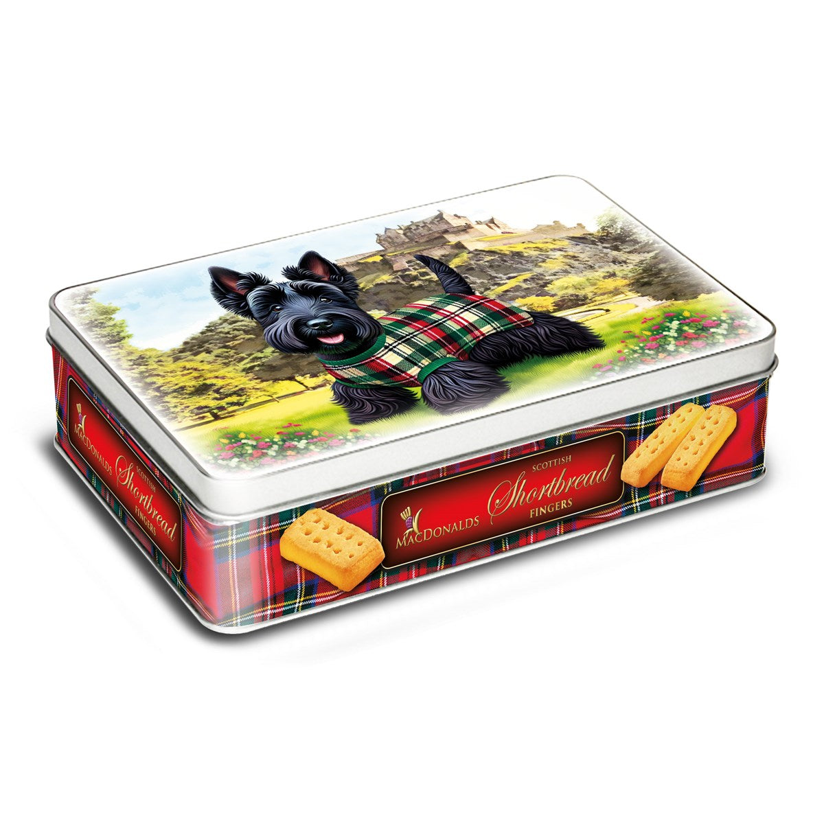 Campbells Scottish shortbread biscuits in a Scottie Castle themed tin, 300g.