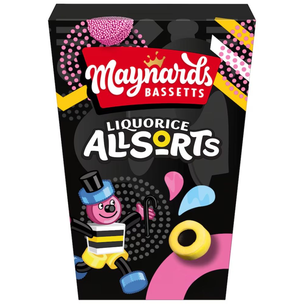 Maynards Bassetts Liquorice Allsorts 300g carton, classic British assorted liquorice sweets