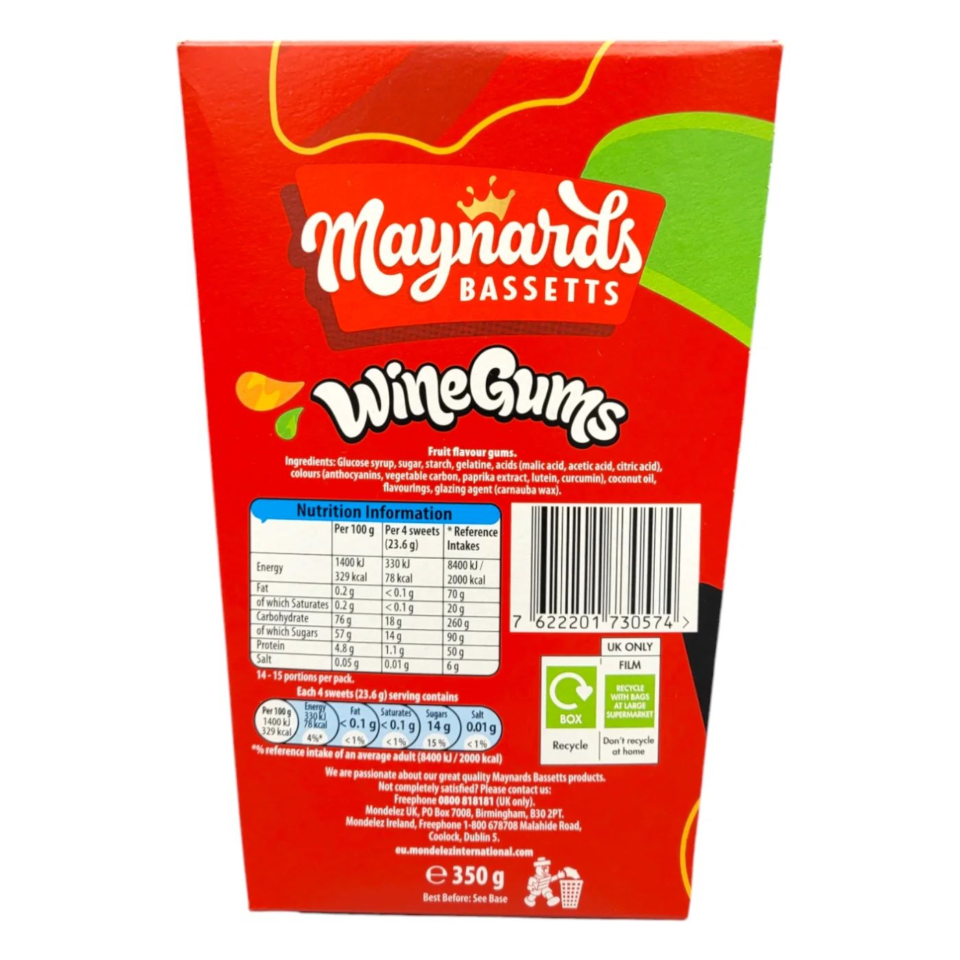 Maynards Bassetts Wine Gums Carton 350g