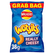 Walkers Wotsits 36g cheese flavoured corn snacks, classic British crisps bag