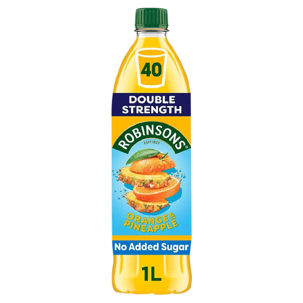 Robinsons Double Strength Orange and Pineapple no added sugar fruit squash 1 litre bottle
