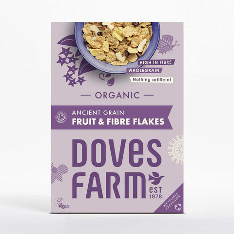 Doves Farm Organic Ancient Grain Fruit & Fibre Flakes Breakfast Cereal 375g