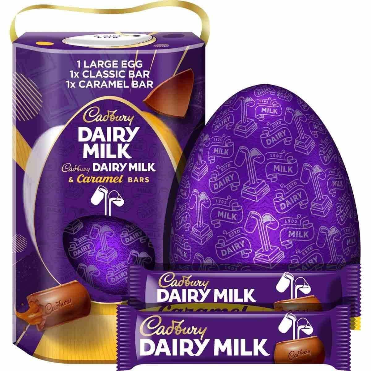 Cadbury Dairy Milk Egg With Cadbury Caramel Bars 245g
