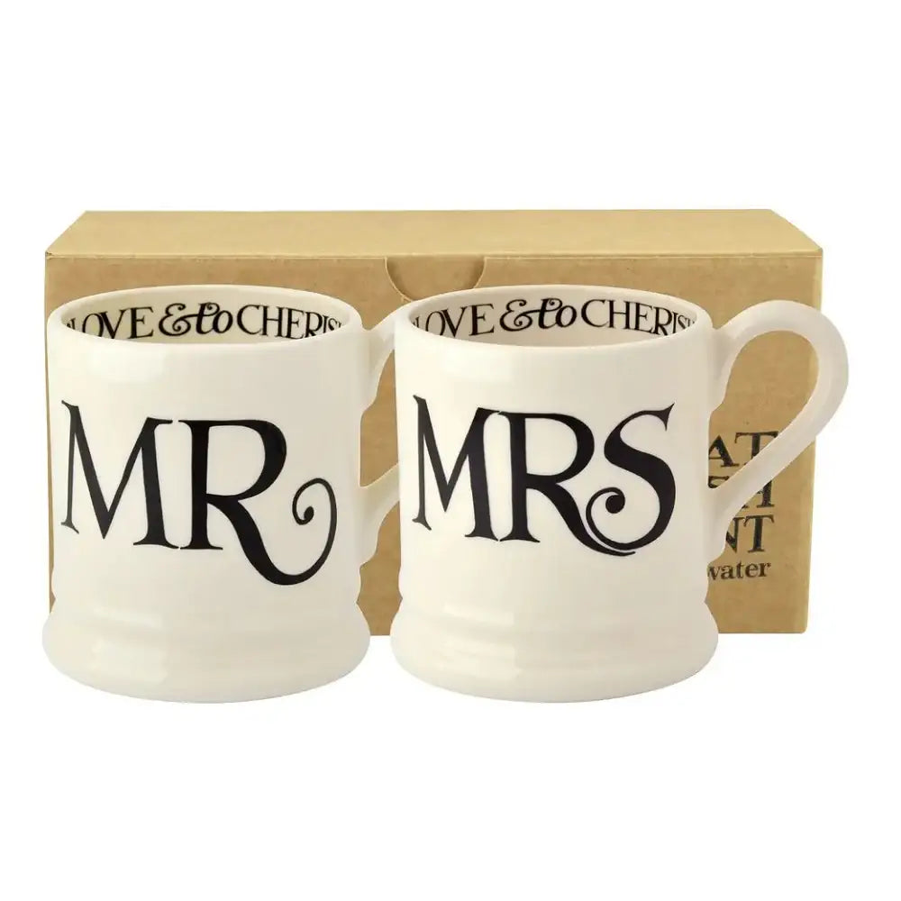 Emma Bridgewater Black Toast 'Mr & Mrs' Set of 2 1/2 Pint Boxed Mugs