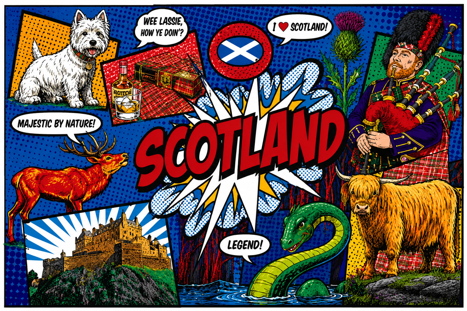 Elgate Scotland Pop Art Tea Towel British tea towel kitchen gift product image
