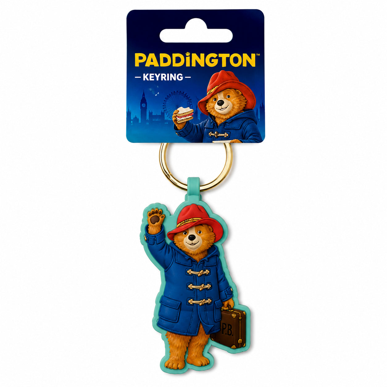 Elgate Paddington Waving Faux Leather Keyring British souvenir keyring product image