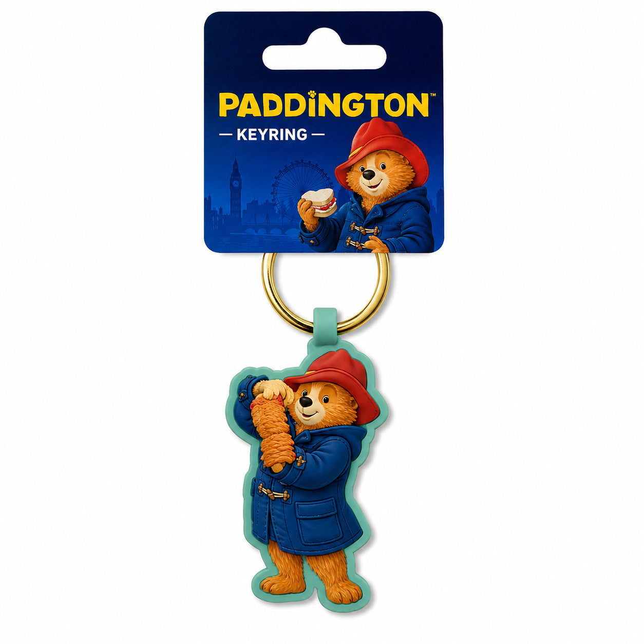 Elgate Paddington Waving Faux Leather Keyring British souvenir keyring product image