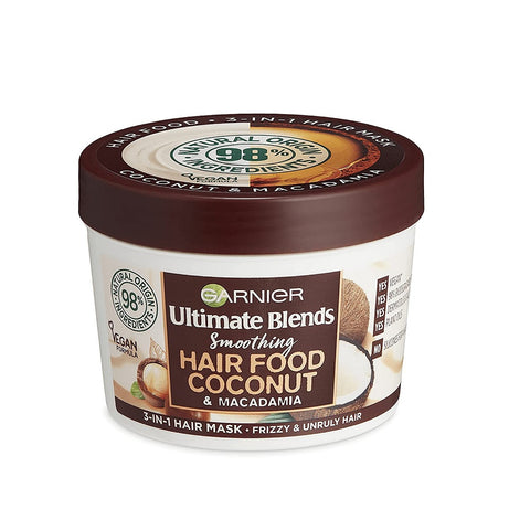 Garnier Ultimate Blends Smoothing Hair Food Coconut & Macadamia Conditioner for Frizzy & Curly Hair Mask 390ml