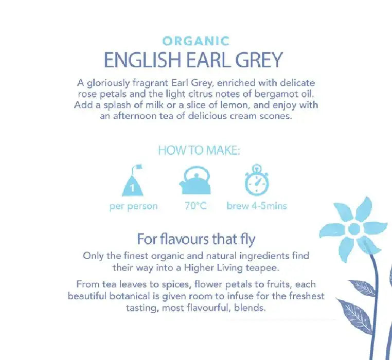 Higher Living Organic Tea - English Earl Grey 50g (20 Teabags)