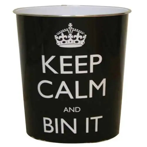 Jvl Keep Calm Waste Bin - Black