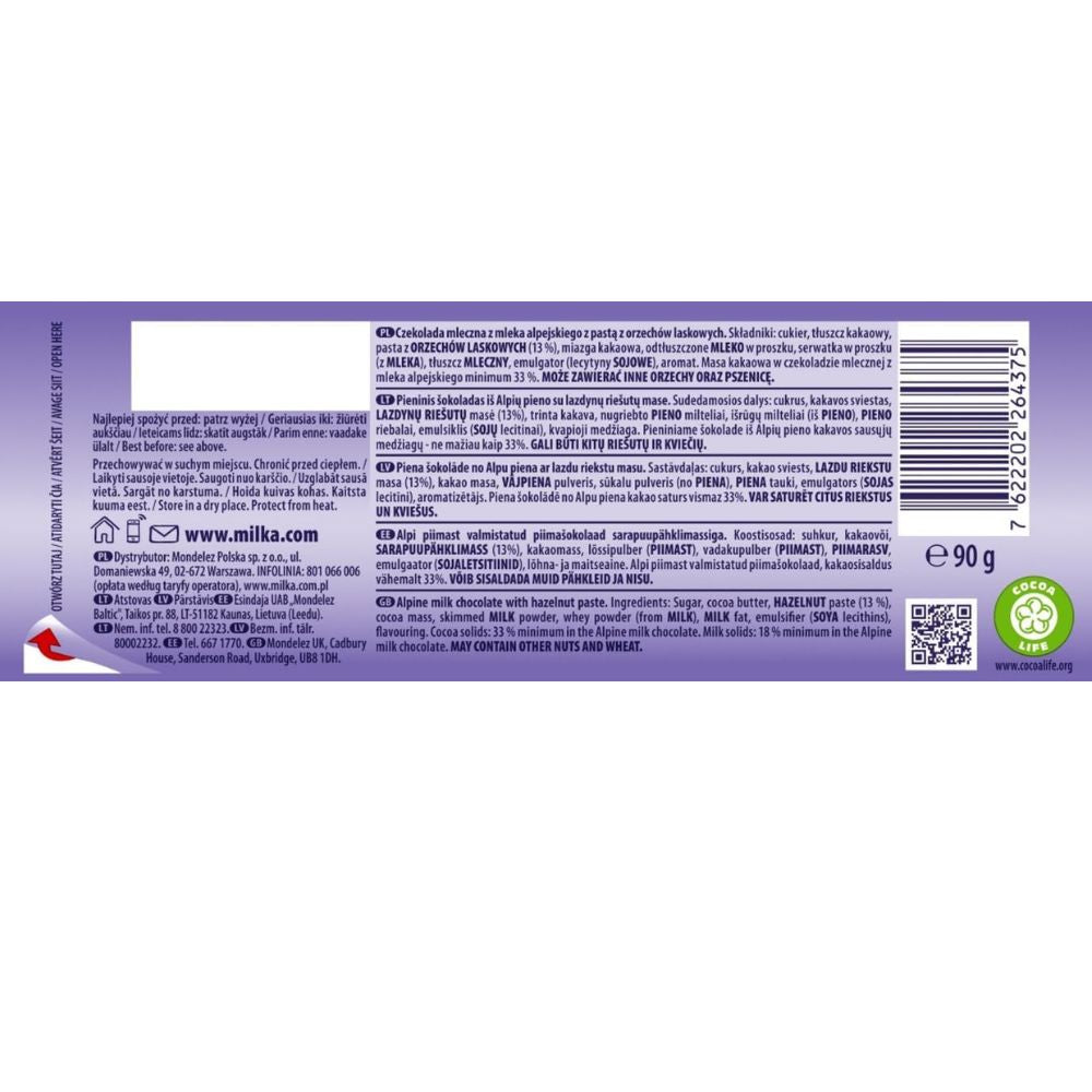 Milka Noisette Chocolate Bar 90g
