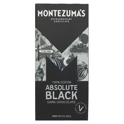 Montezuma’S Dark Chocolate Absolute Black 100% Cocoa 90g - British Food Supplies