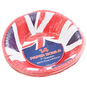 Union Jack Paper Bowls 7" Inches 14 Plates