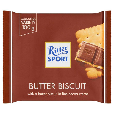 Ritter Sport Milk Chocolate with Butter Biscuit 100G/3.52Oz - British Food Supplies