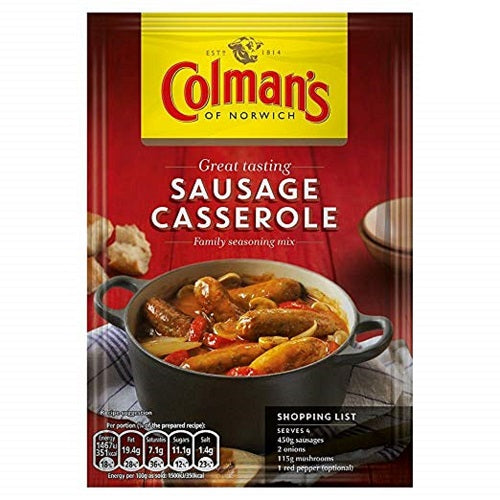 Colman's Classic Comforts Sausage Casserole Recipe Mix 39g Seasoning Mix Sachet