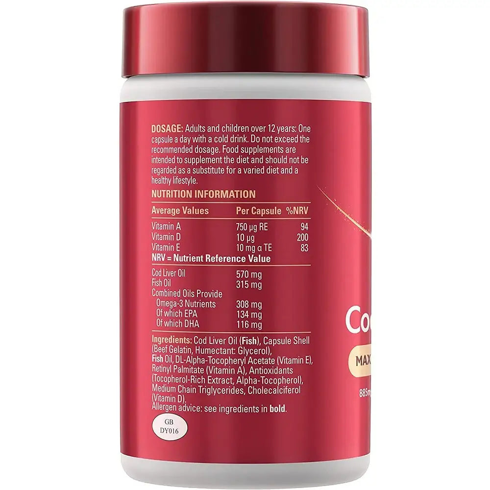 Seven Seas Cod Liver Omega-3 Fish Oil Plus Maximum Strength - 60 Capsules