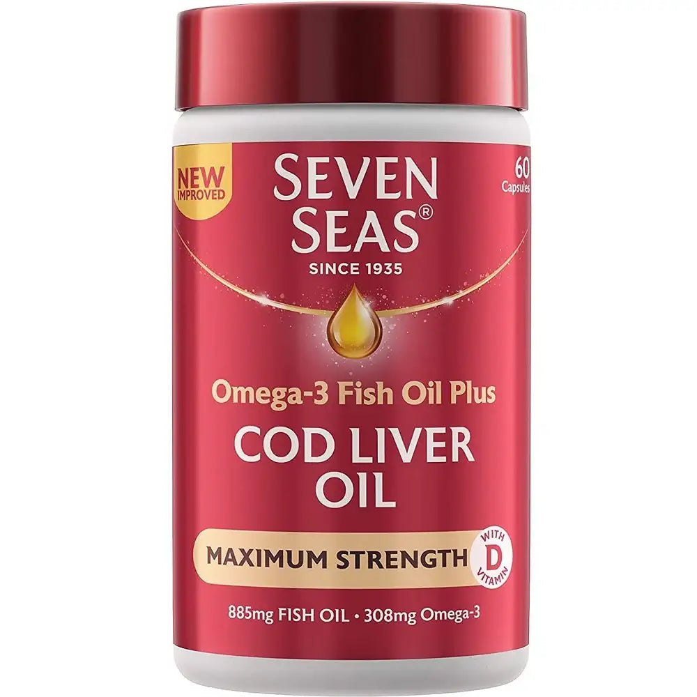 Seven Seas Cod Liver Omega-3 Fish Oil Plus Maximum Strength - 60 Capsules