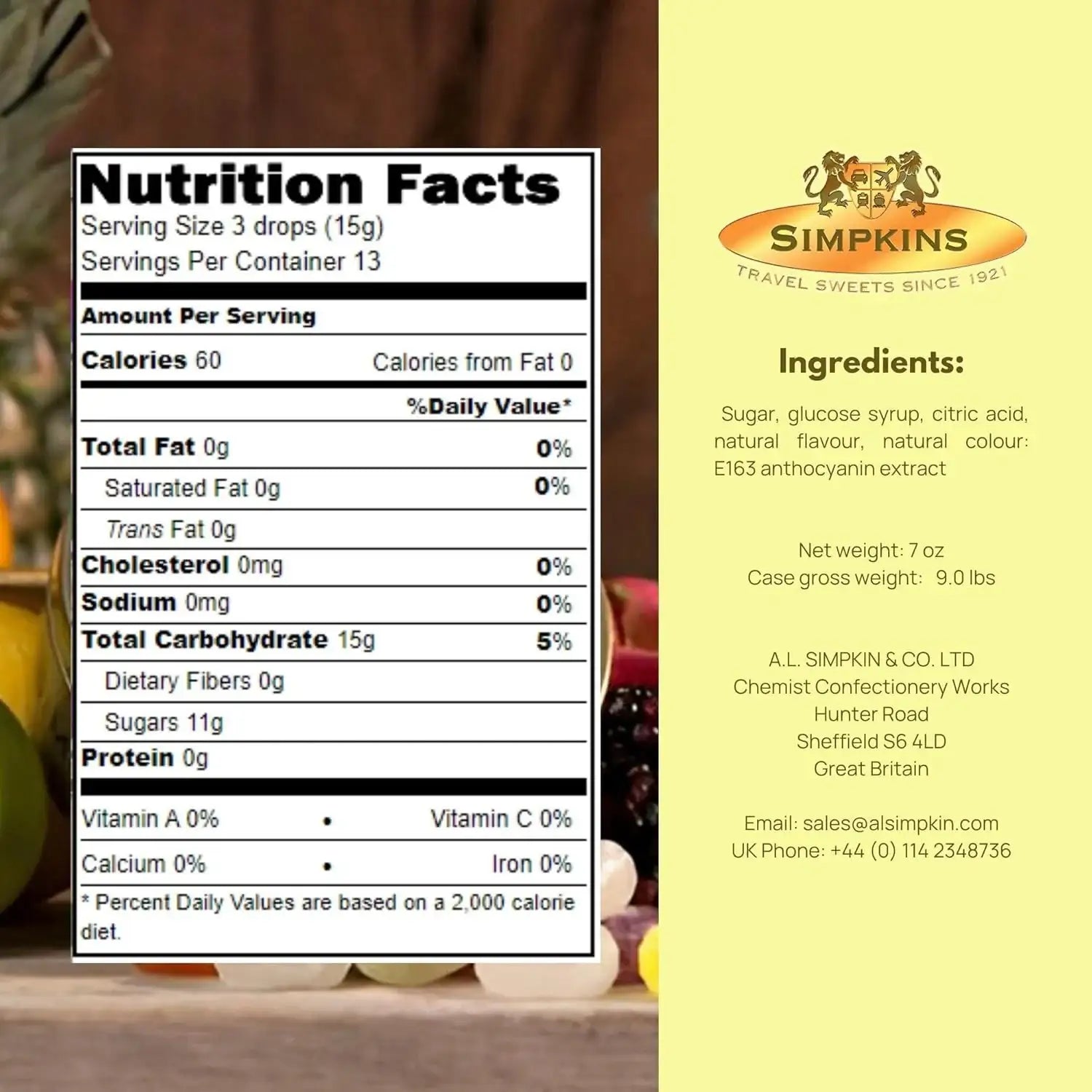 Simpkins Classic Mulled Wine Flavour Travel Sweets 200g