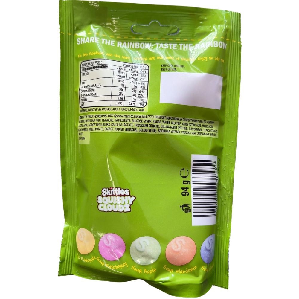 Skittles Squishy Cloudz Fruit Sourz Pouch Bag 94g