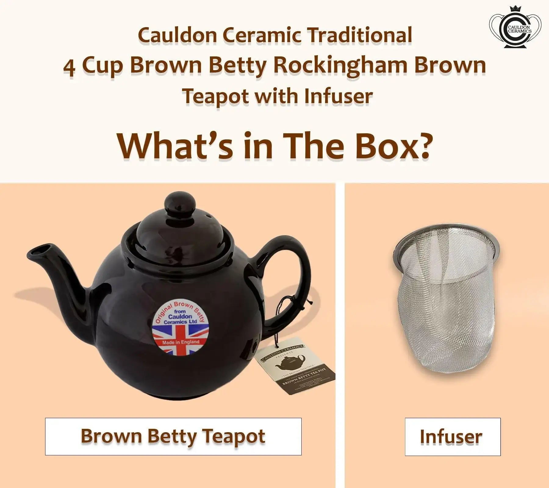 Brown Betty 4 Cup Teapot with Infuser – Elegant Brew | Cauldon
