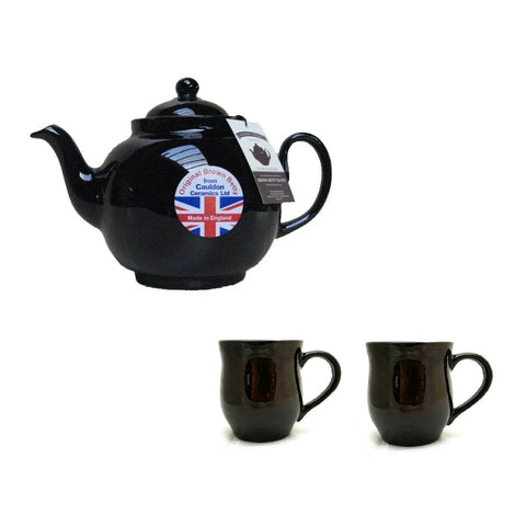 Cauldon Ceramics Brown Betty 6 Cup Teapot With 2 Mugs