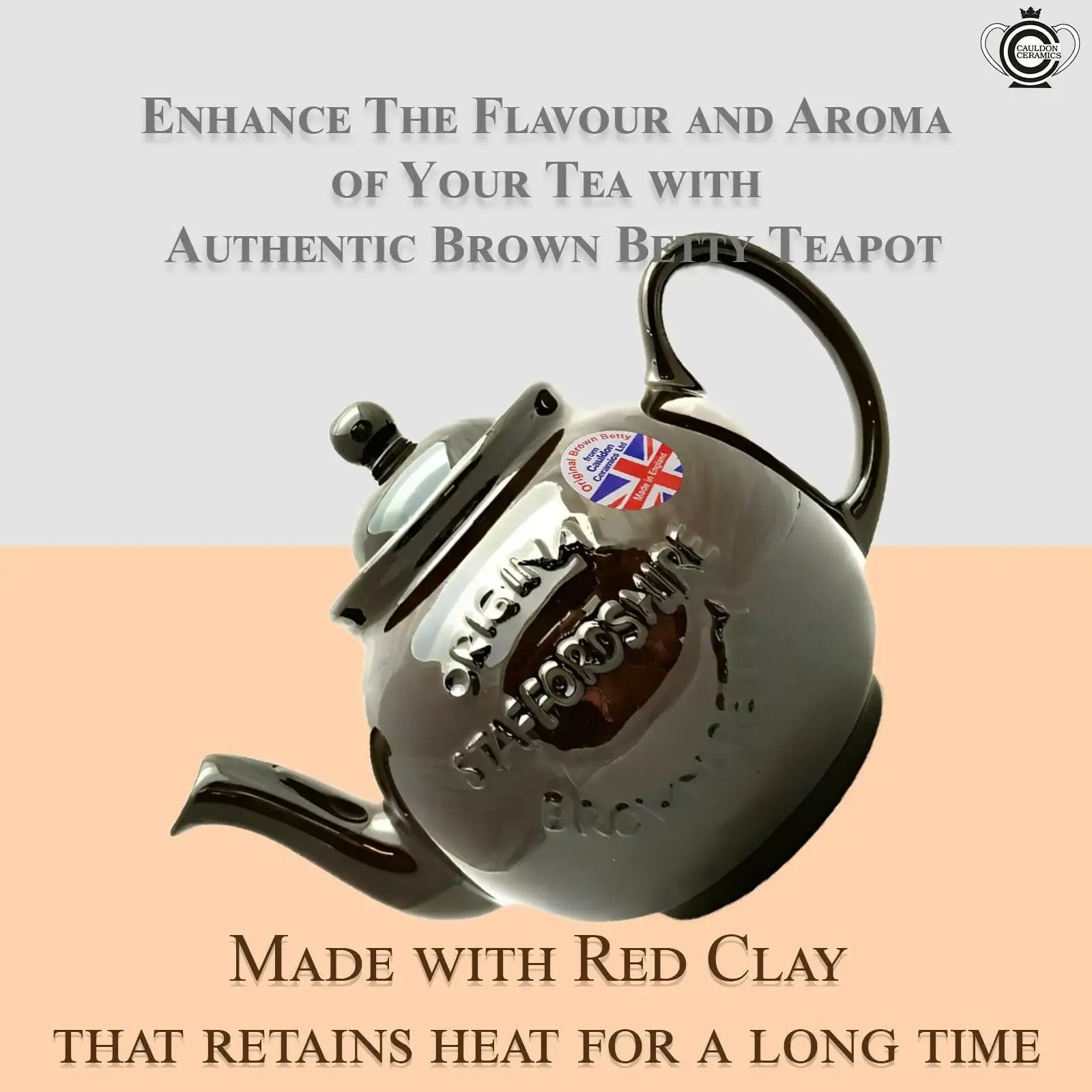 Cauldon Ceramics Brown Betty 8 Cup Teapot with Logo - British Food Supplies