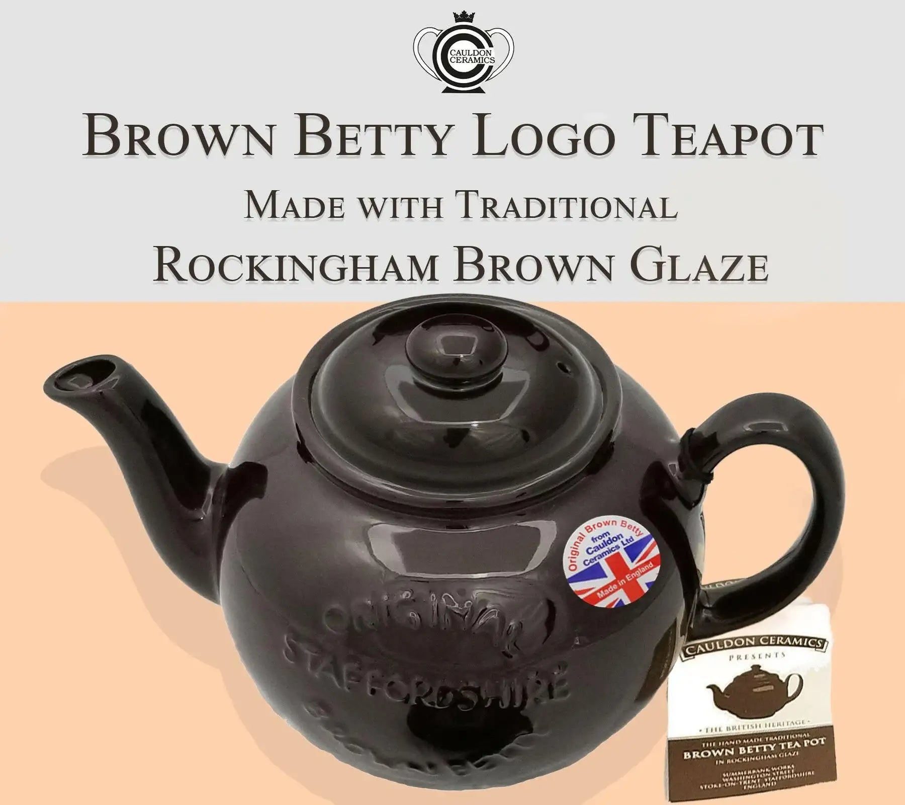 Cauldon Ceramics Brown Betty 8 Cup Teapot with Logo - British Food Supplies