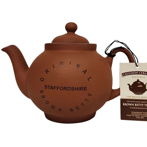 Cauldon Ceramics Traditional Handmade 2 Cup Terracotta Teapot with Logo | Made with Staffordshire Red Clay