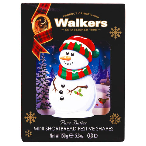 Walker's Shortbread Snowman Mini Festive Shapes Pure Butter Cookies 150g
