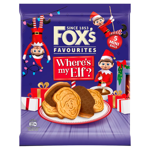 Fox's Where's My Elf Mini Milk Chocolate Biscuit Bags (5 x 20g)