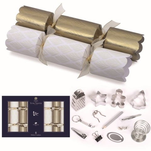 Tom Smith Christmas Crackers - Wide Barrel Gold Deluxe Crackers 14" (8pk)