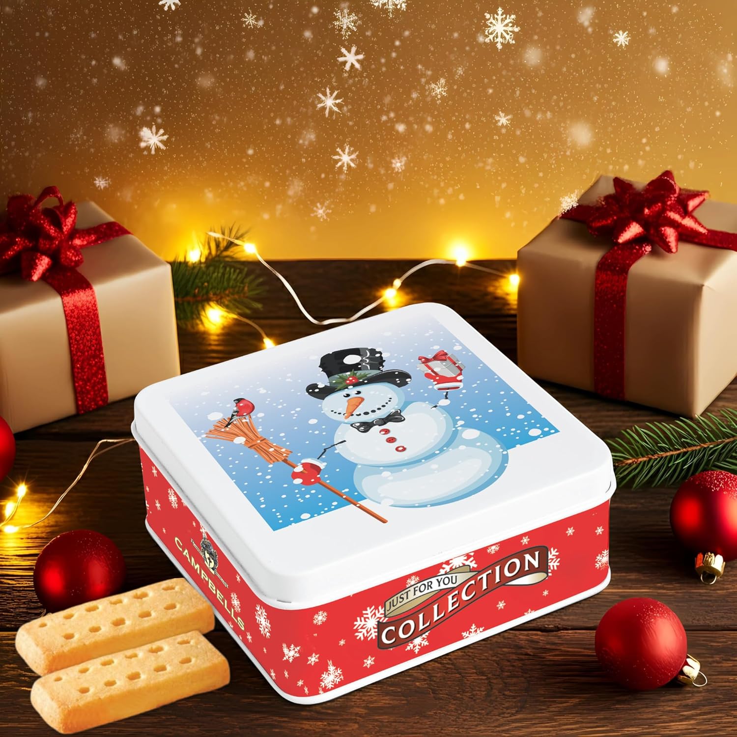 Campbells Shortbreads Christmas Snowman Tin 90g